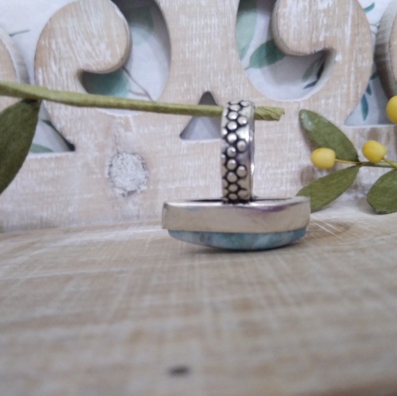 LARIMAR SILVER STONE SILVER PLATED RING NWOT - Picture 5 of 6